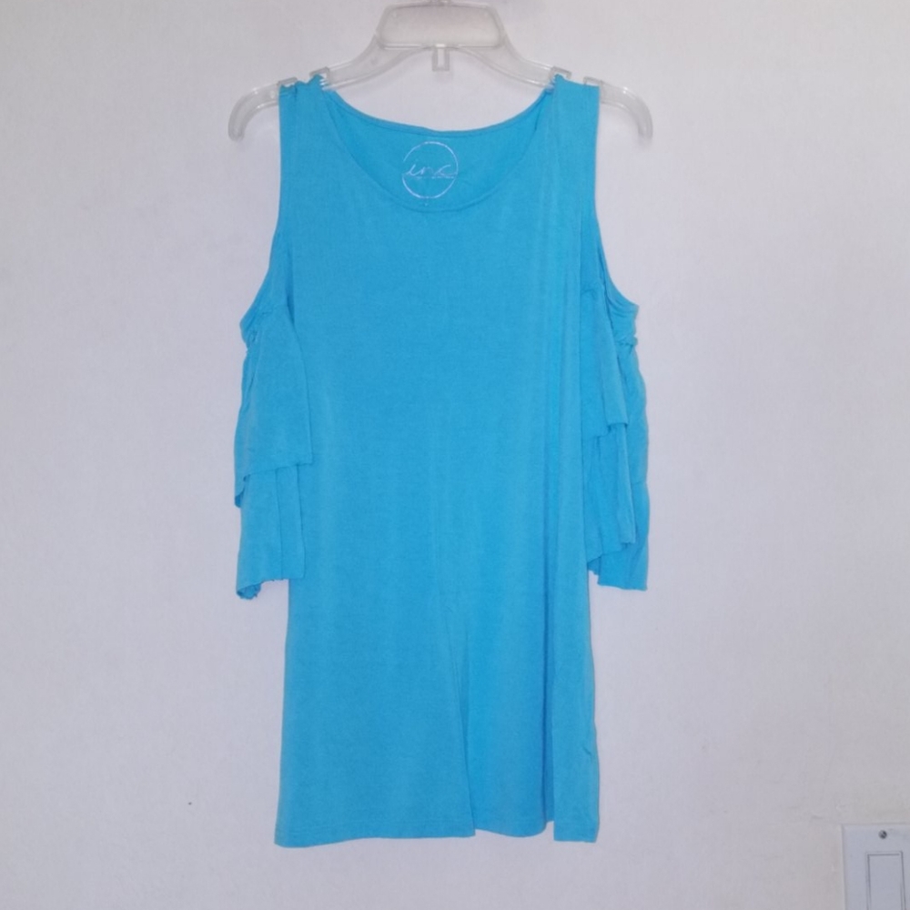 Sky Blue Cold Shoulder Top